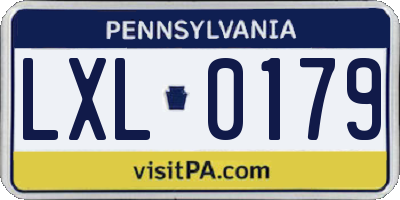 PA license plate LXL0179