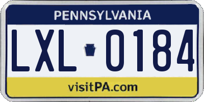 PA license plate LXL0184