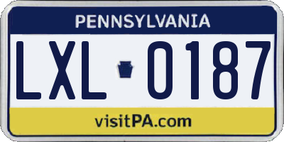 PA license plate LXL0187