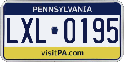 PA license plate LXL0195