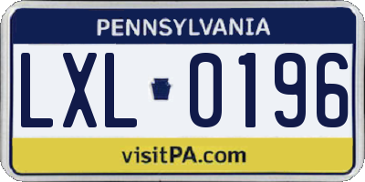 PA license plate LXL0196