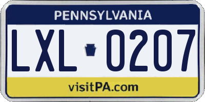 PA license plate LXL0207