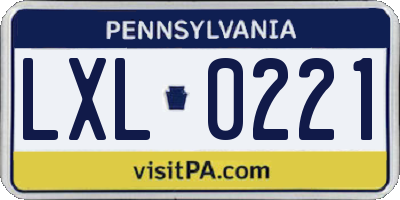 PA license plate LXL0221