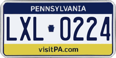 PA license plate LXL0224