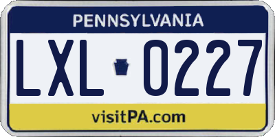 PA license plate LXL0227