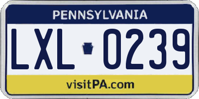 PA license plate LXL0239