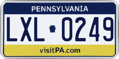 PA license plate LXL0249