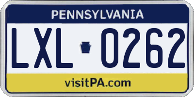 PA license plate LXL0262