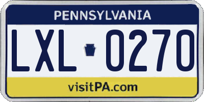 PA license plate LXL0270