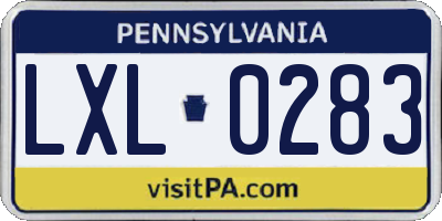 PA license plate LXL0283