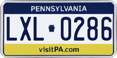 PA license plate LXL0286