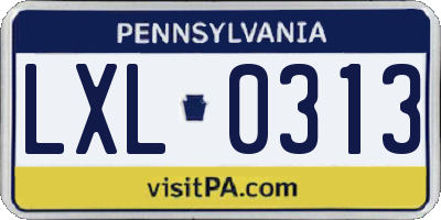 PA license plate LXL0313