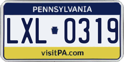 PA license plate LXL0319