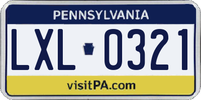 PA license plate LXL0321