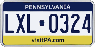 PA license plate LXL0324