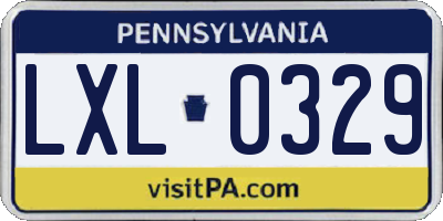 PA license plate LXL0329