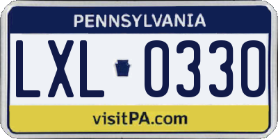 PA license plate LXL0330
