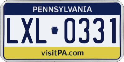 PA license plate LXL0331