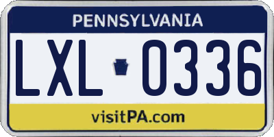 PA license plate LXL0336