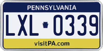PA license plate LXL0339