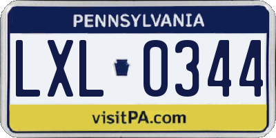 PA license plate LXL0344