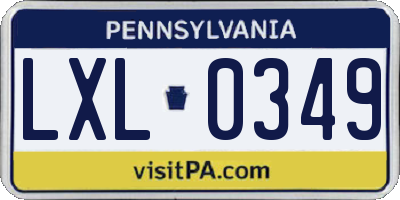 PA license plate LXL0349