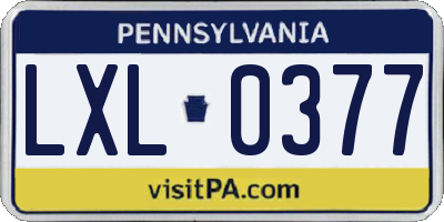 PA license plate LXL0377