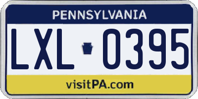 PA license plate LXL0395