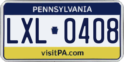 PA license plate LXL0408
