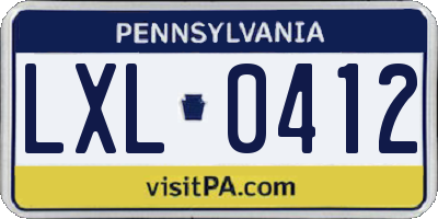PA license plate LXL0412