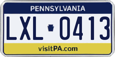 PA license plate LXL0413