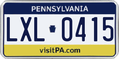 PA license plate LXL0415