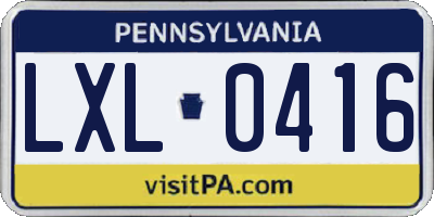 PA license plate LXL0416