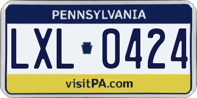 PA license plate LXL0424