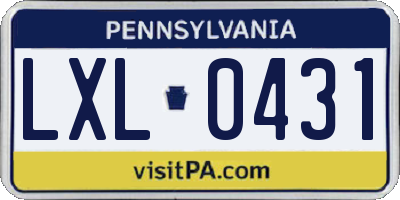 PA license plate LXL0431