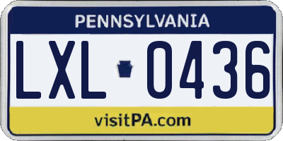 PA license plate LXL0436