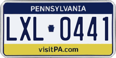 PA license plate LXL0441