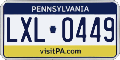 PA license plate LXL0449