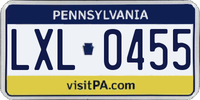 PA license plate LXL0455
