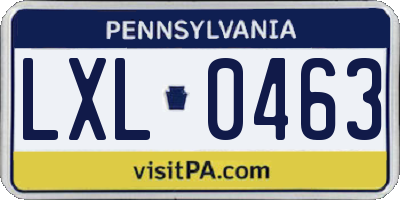 PA license plate LXL0463