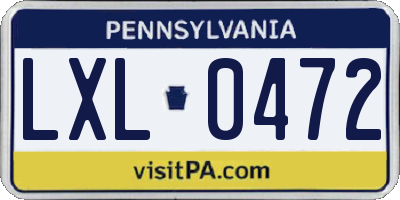 PA license plate LXL0472