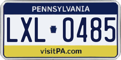 PA license plate LXL0485