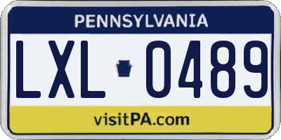 PA license plate LXL0489