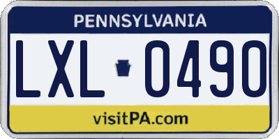 PA license plate LXL0490