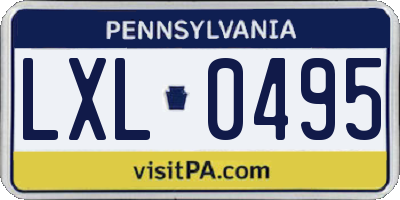PA license plate LXL0495