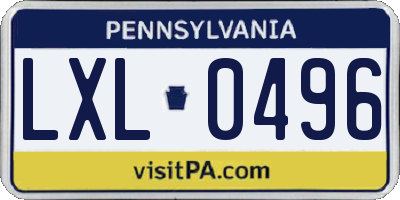 PA license plate LXL0496