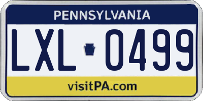 PA license plate LXL0499