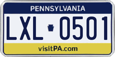 PA license plate LXL0501