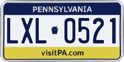 PA license plate LXL0521