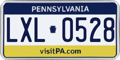 PA license plate LXL0528